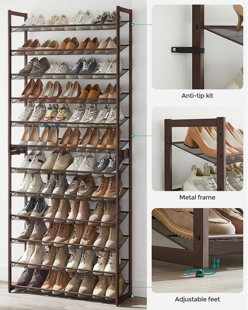 Tall Metal Shoe Rack | 12-Tier Shoe Storage