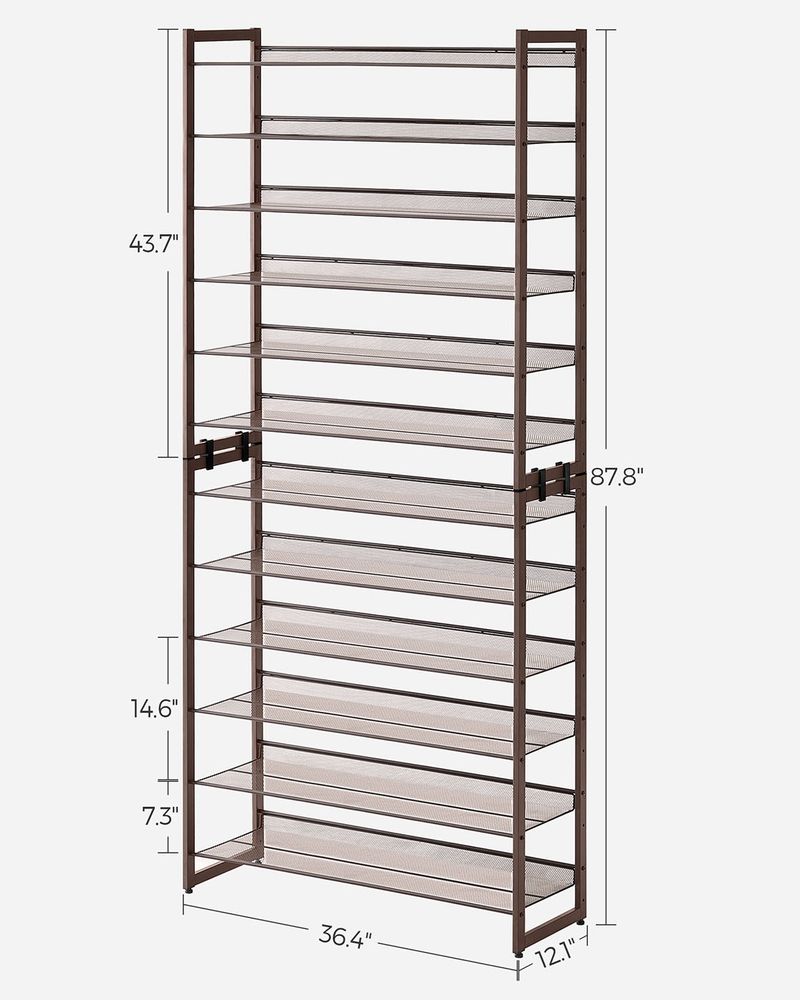 Tall Metal Shoe Rack | 12-Tier Shoe Storage