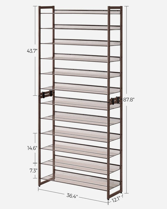 Tall Metal Shoe Rack | 12-Tier Shoe Storage