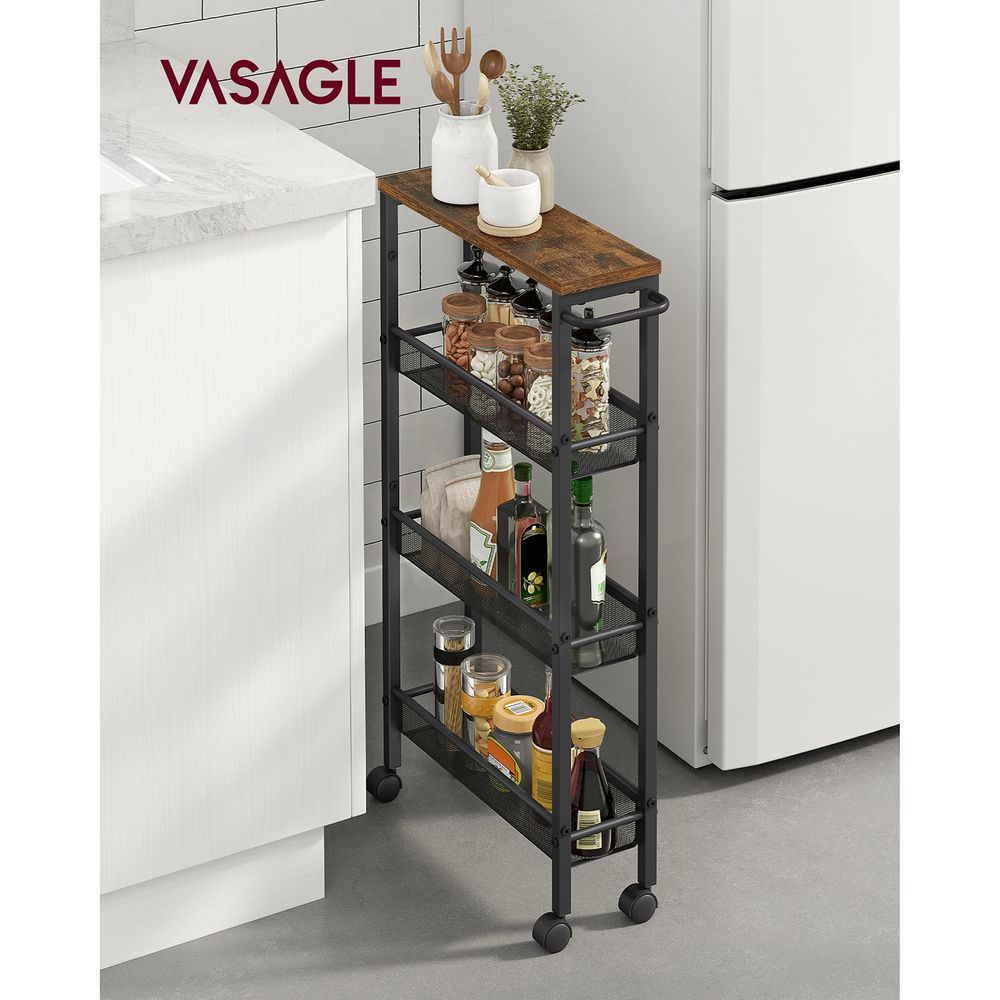 Slim Rolling Storage Cart | Multi-Tier Wheeled Shelving