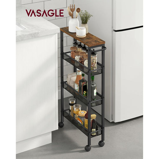 Slim Rolling Storage Cart | Multi-Tier Wheeled Shelving