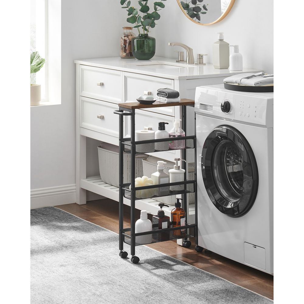Slim Rolling Storage Cart | Multi-Tier Wheeled Shelving