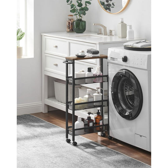 Slim Rolling Storage Cart | Multi-Tier Wheeled Shelving