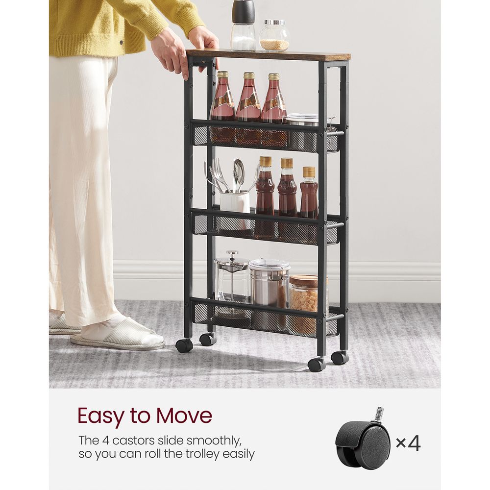 Slim Rolling Storage Cart | Multi-Tier Wheeled Shelving
