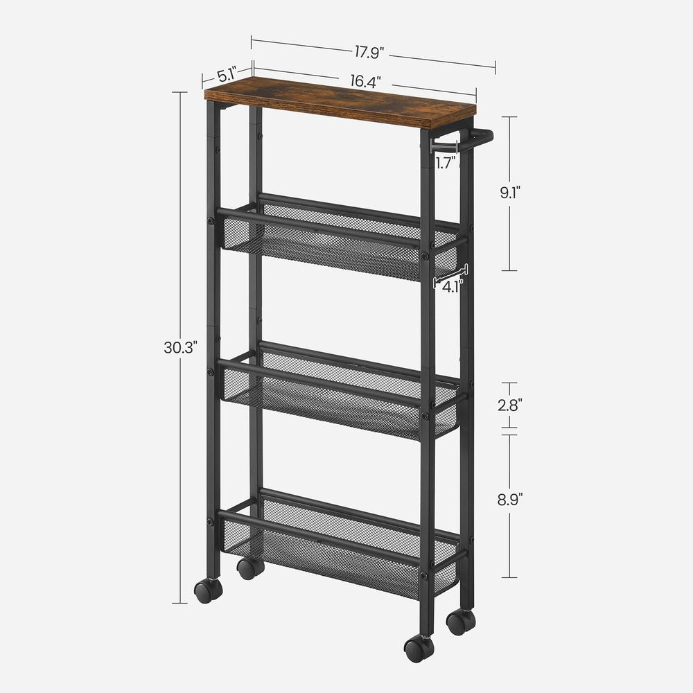 Slim Rolling Storage Cart | Multi-Tier Wheeled Shelving