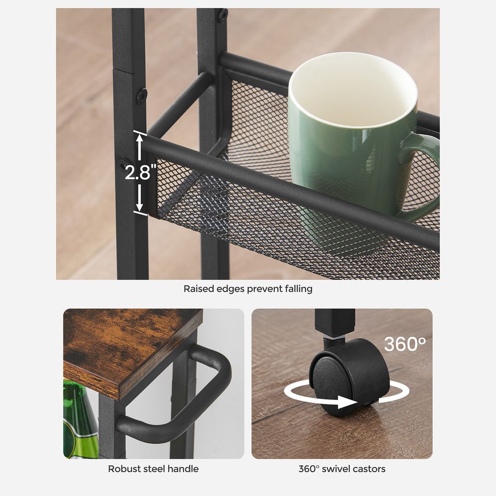 Slim Rolling Storage Cart | Multi-Tier Wheeled Shelving