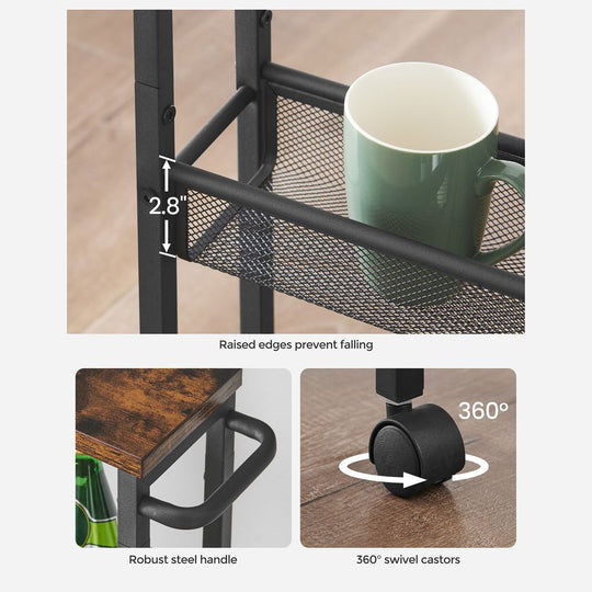 Slim Rolling Storage Cart | Multi-Tier Wheeled Shelving