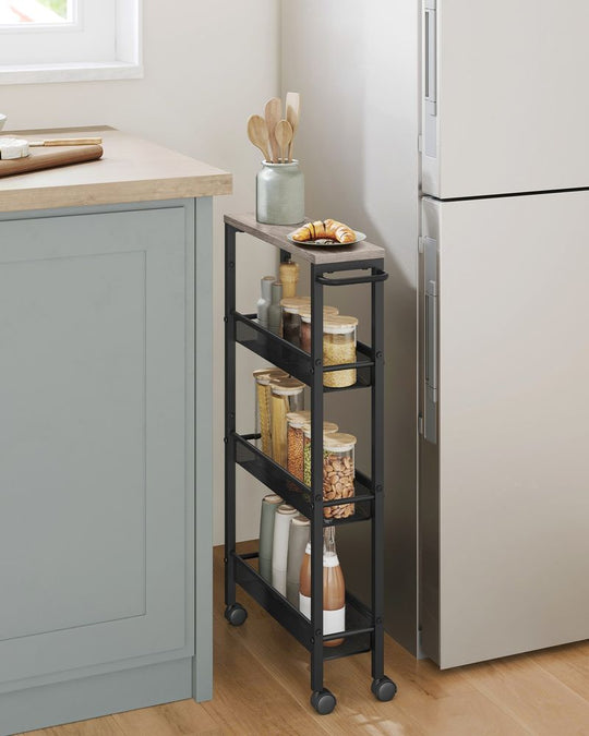 Slim Rolling Storage Cart | Multi-Tier Wheeled Shelving