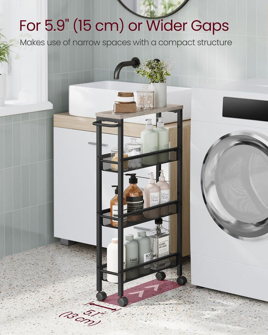 Slim Rolling Storage Cart | Multi-Tier Wheeled Shelving