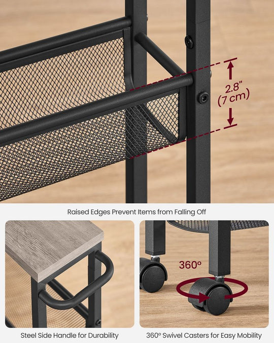 Slim Rolling Storage Cart | Multi-Tier Wheeled Shelving