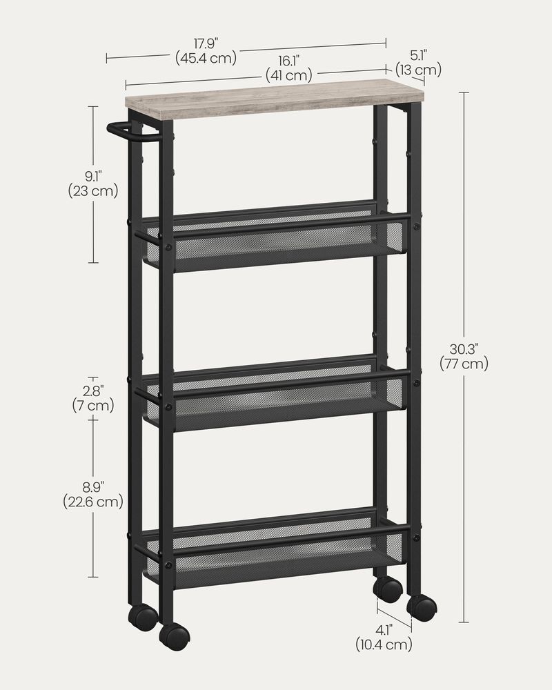 Slim Rolling Storage Cart | Multi-Tier Wheeled Shelving