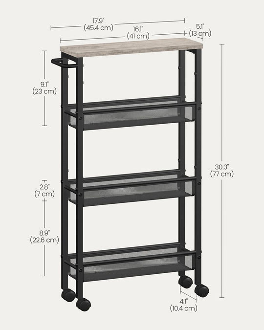 Slim Rolling Storage Cart | Multi-Tier Wheeled Shelving