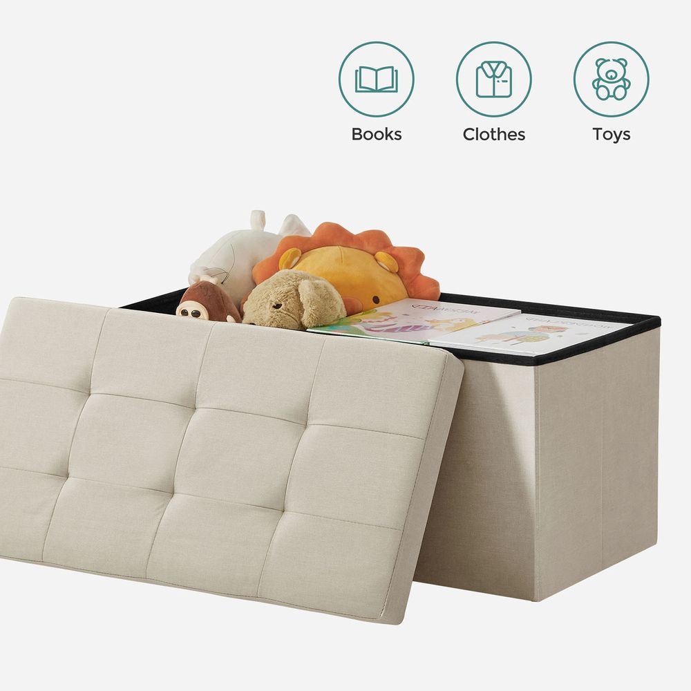 Storage Ottoman Bench | Folding Upholstered Seating With Storage