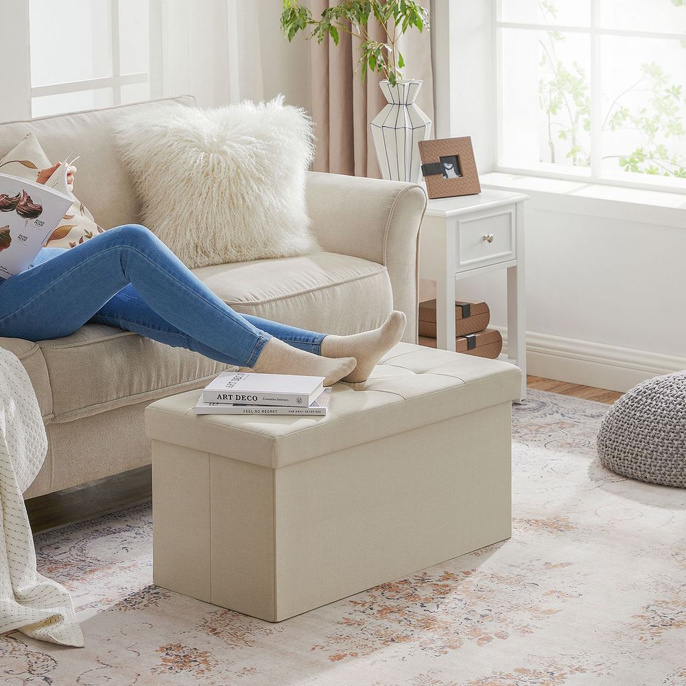 Storage Ottoman Bench | Folding Upholstered Seating With Storage