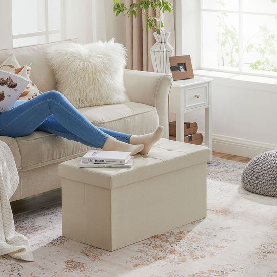 Storage Ottoman Bench | Folding Upholstered Seating With Storage