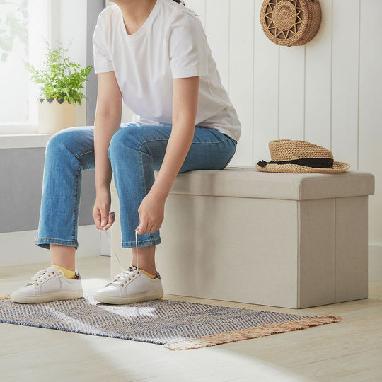 Storage Ottoman Bench | Folding Upholstered Seating With Storage