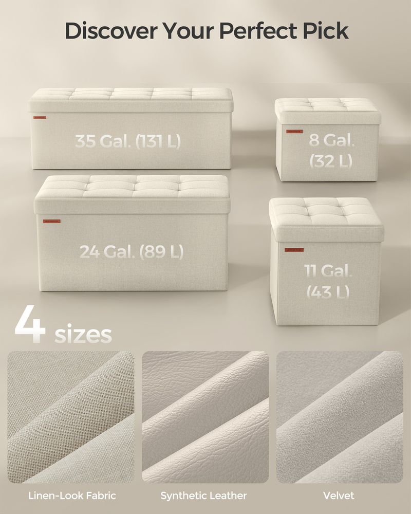 Storage Ottoman Bench | Folding Upholstered Seating With Storage