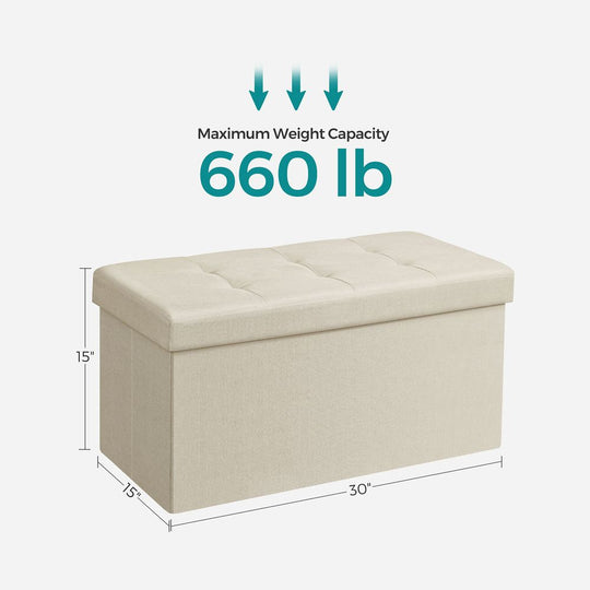 Storage Ottoman Bench | Folding Upholstered Seating With Storage