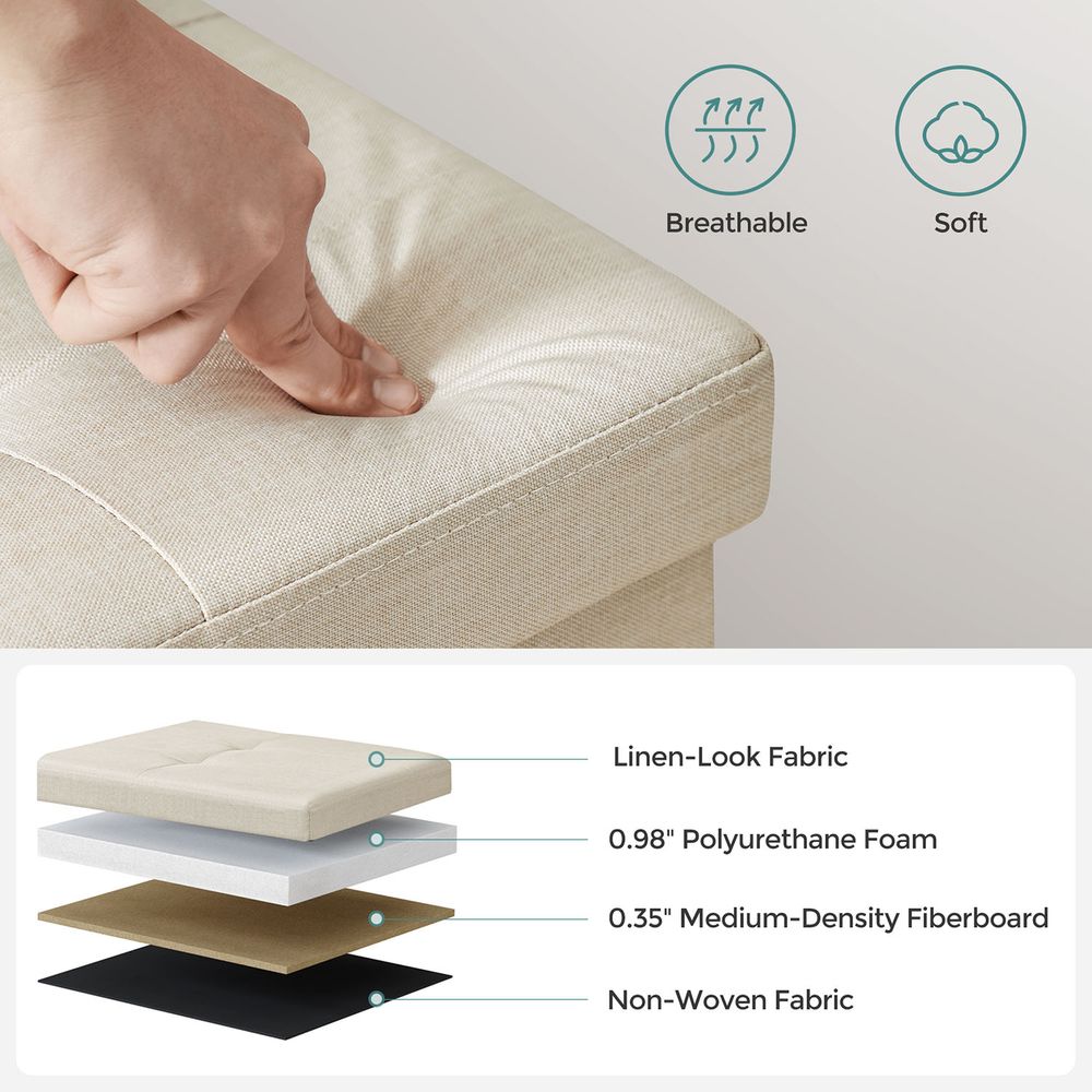 Storage Ottoman Bench | Folding Upholstered Seating With Storage