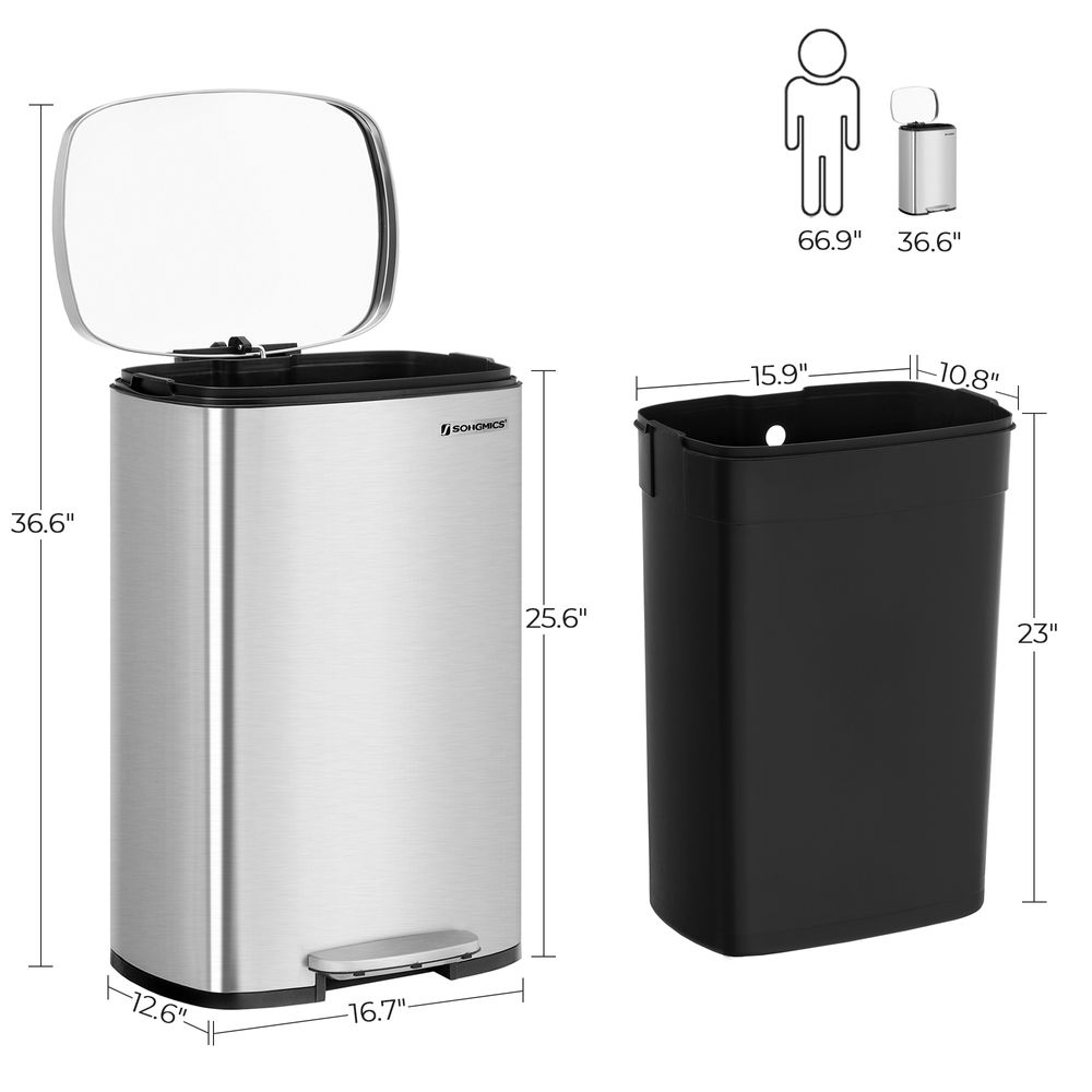 Step Pedal Trash Can | Quiet Close Lid For Kitchens