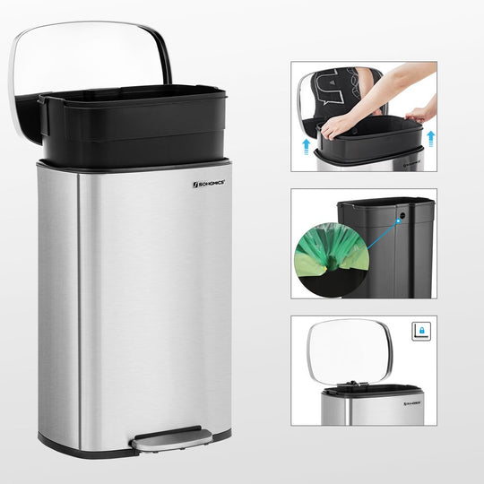 Step Pedal Trash Can | Quiet Close Lid For Kitchens