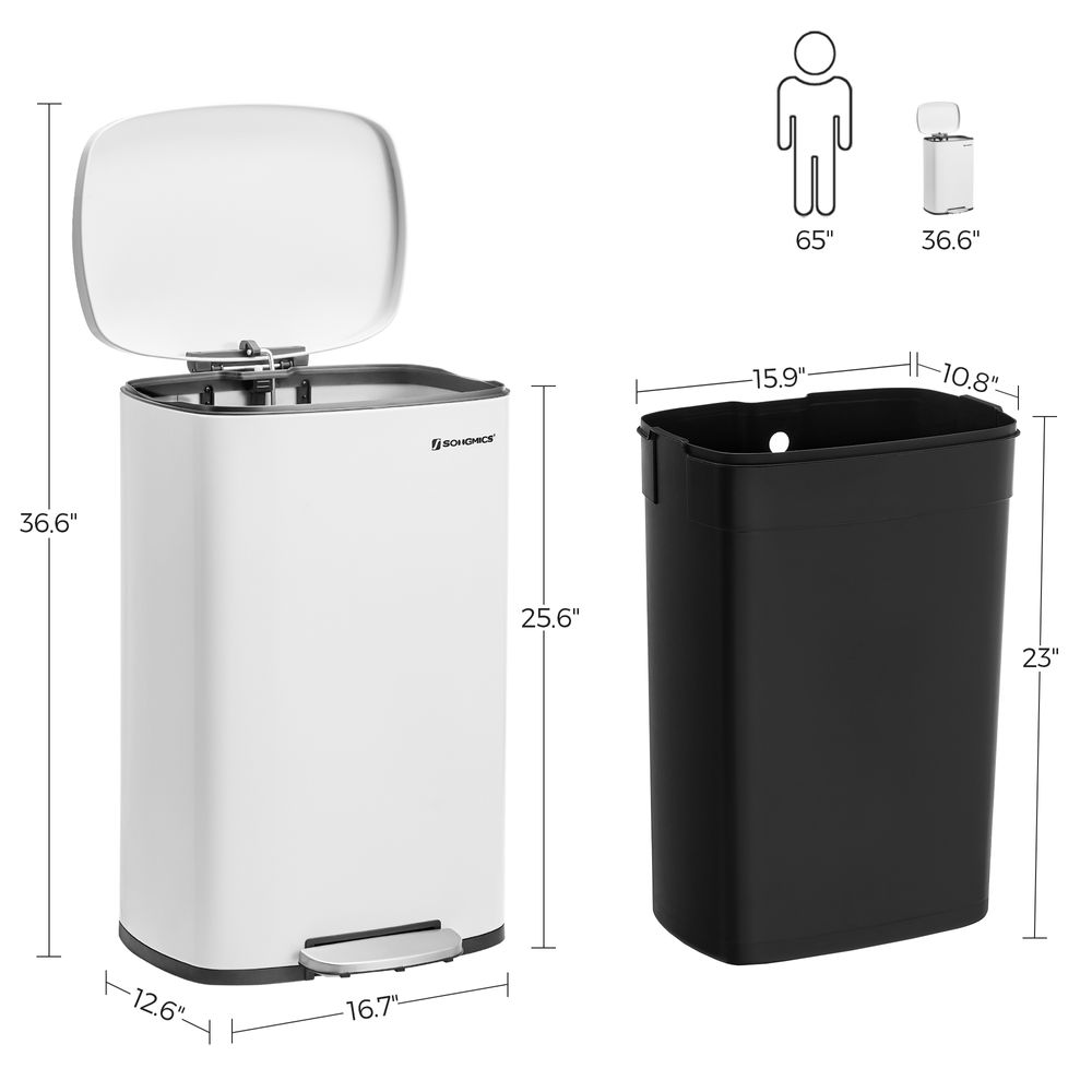 Step Pedal Trash Can | Quiet Close Lid For Kitchens