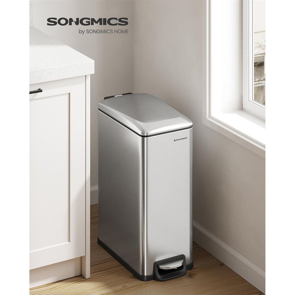 Slim Step Trash Can | Quiet Close Lid For Narrow Spaces