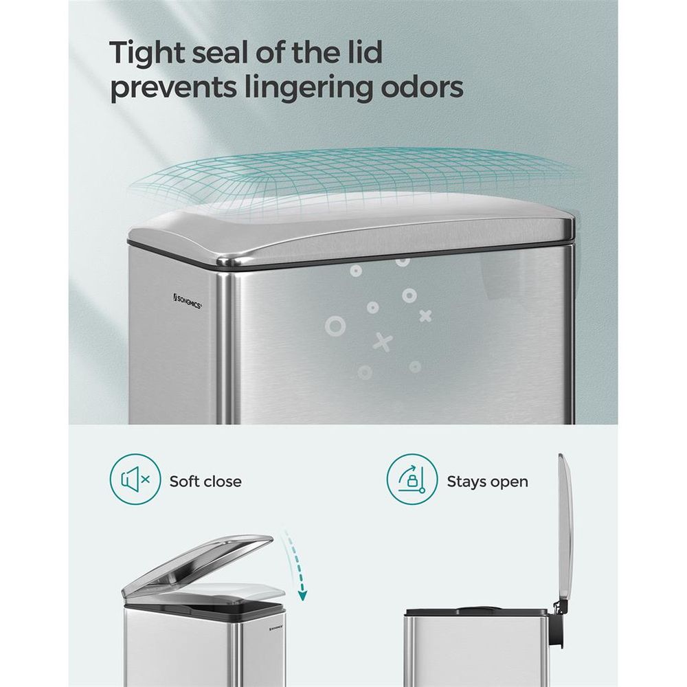 Slim Step Trash Can | Quiet Close Lid For Narrow Spaces