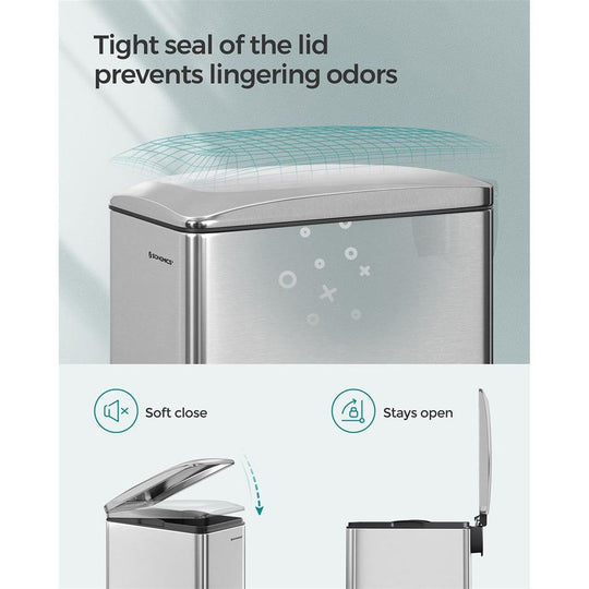 Slim Step Trash Can | Quiet Close Lid For Narrow Spaces