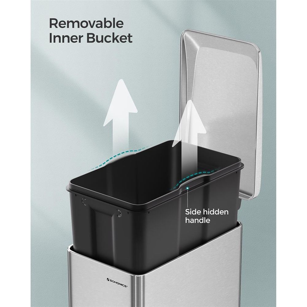 Slim Step Trash Can | Quiet Close Lid For Narrow Spaces