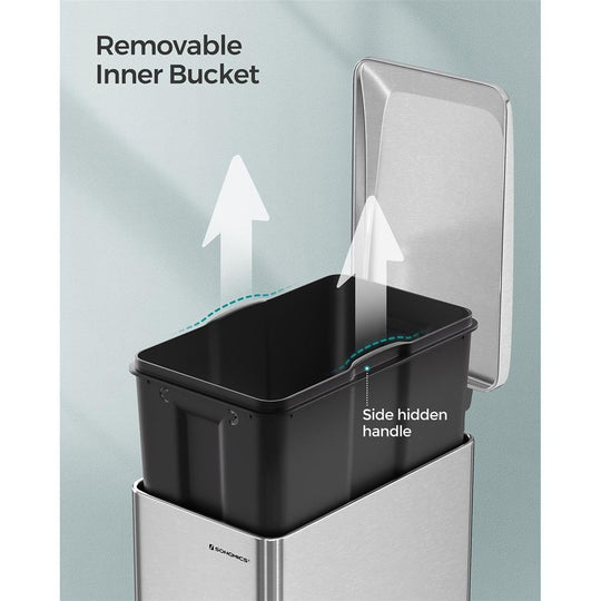 Slim Step Trash Can | Quiet Close Lid For Narrow Spaces