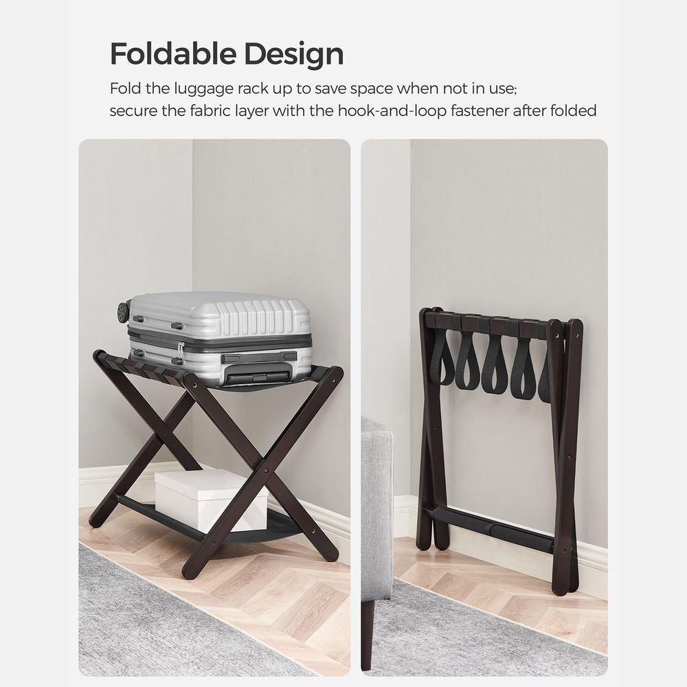 Folding Luggage Rack | Suitcase Stand With Lower Shelf
