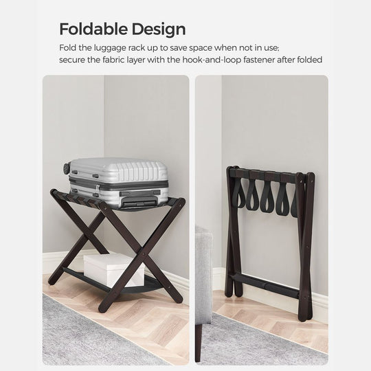 Folding Luggage Rack | Suitcase Stand With Lower Shelf