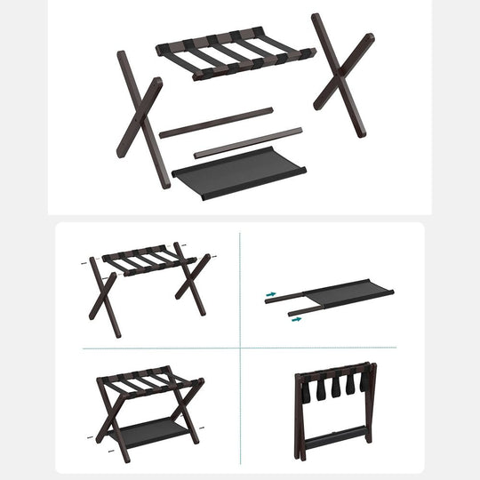 Folding Luggage Rack | Suitcase Stand With Lower Shelf