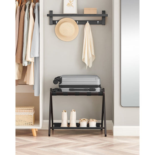 Folding Luggage Rack | Suitcase Stand With Lower Shelf