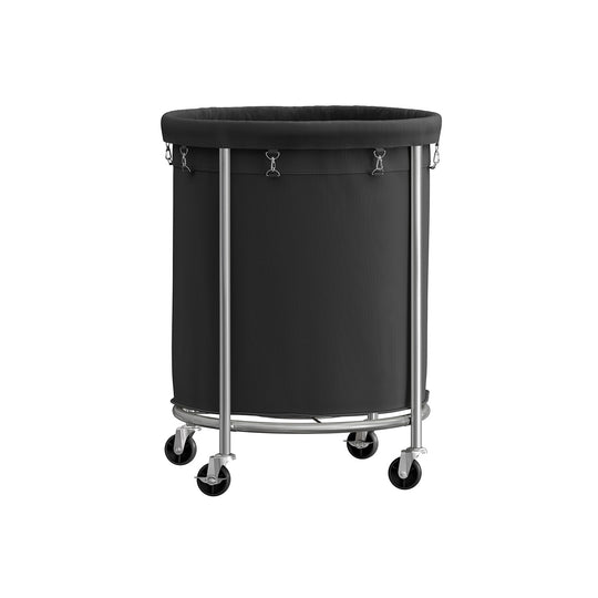 Round Rolling Laundry Hamper | Steel Frame Cart With Wheels