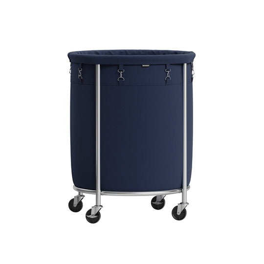 Round Rolling Laundry Hamper | Steel Frame Cart With Wheels
