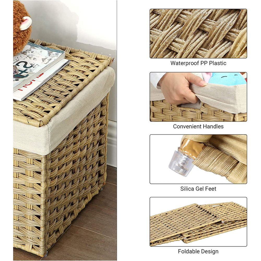 Large Storage Basket With Lid | Woven Hamper For Blankets