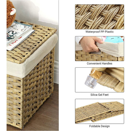Large Storage Basket With Lid | Woven Hamper For Blankets