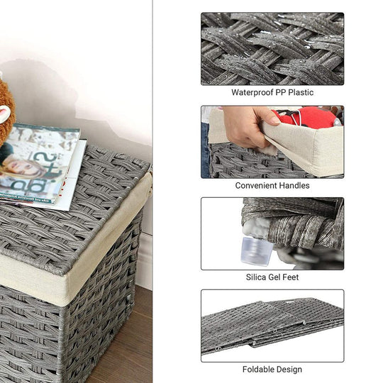 Large Storage Basket With Lid | Woven Hamper For Blankets