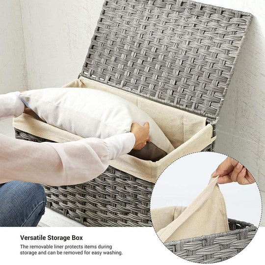 Large Storage Basket With Lid | Woven Hamper For Blankets