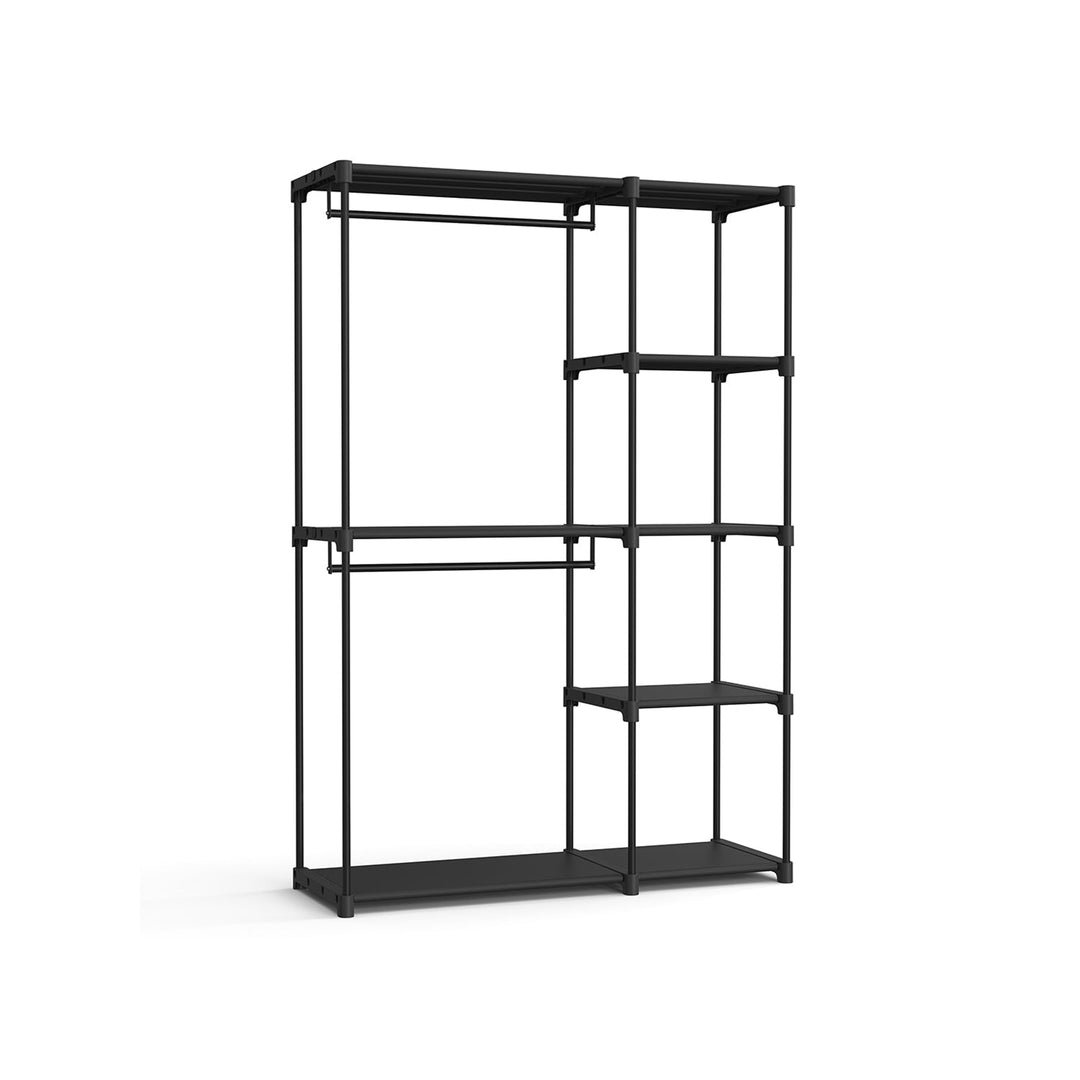 Freestanding Closet Organizer | Hanging Rods With Fabric Shelves