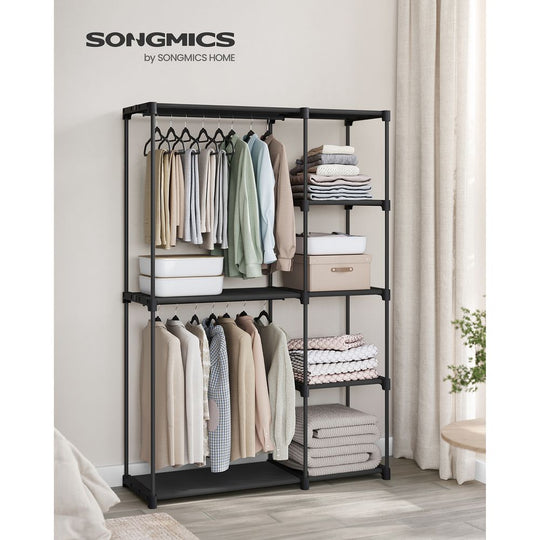 Freestanding Closet Organizer | Hanging Rods With Fabric Shelves