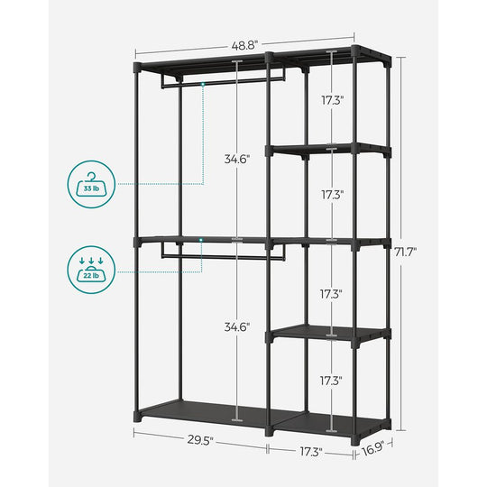 Freestanding Closet Organizer | Hanging Rods With Fabric Shelves