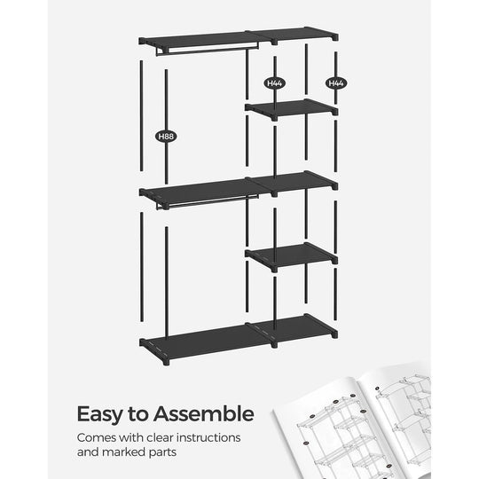 Freestanding Closet Organizer | Hanging Rods With Fabric Shelves