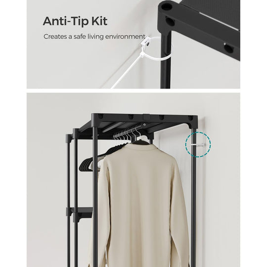 Freestanding Closet Organizer | Hanging Rods With Fabric Shelves
