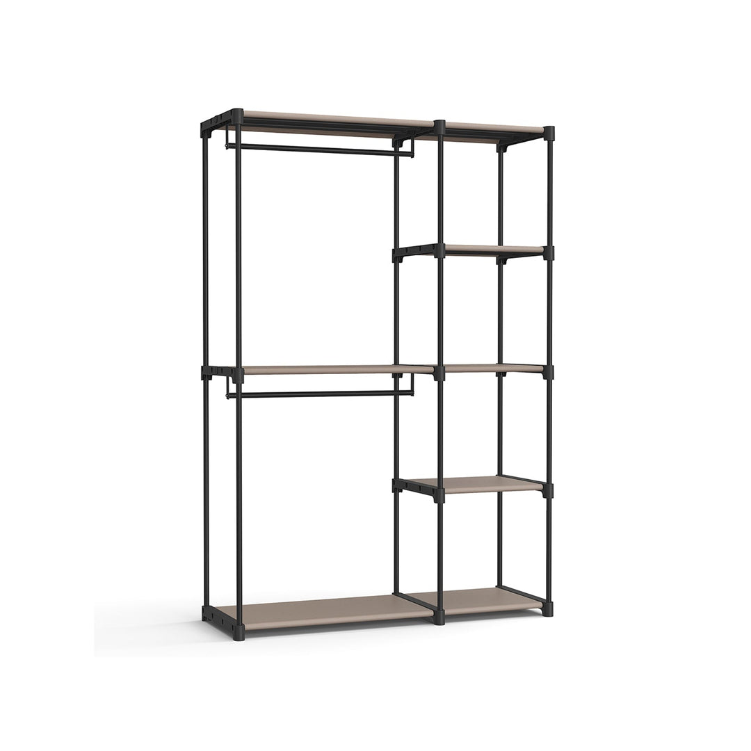 Freestanding Closet Organizer | Hanging Rods With Fabric Shelves