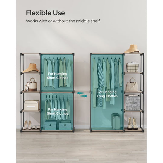 Freestanding Closet Organizer | Hanging Rods With Fabric Shelves