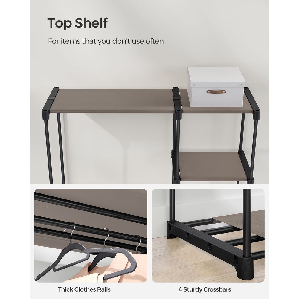Freestanding Closet Organizer | Hanging Rods With Fabric Shelves