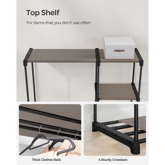 Freestanding Closet Organizer | Hanging Rods With Fabric Shelves